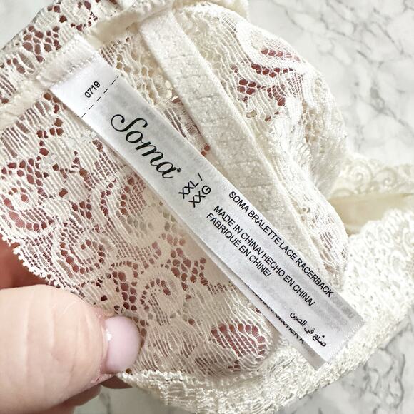 2 Soma Lace Racerback Bralettes Women’s Size XXL white and black NEW - Picture 6 of 10